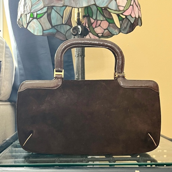 Saks Fifth Avenue Handbags - Vintage JH Saks Fifth Avenue Suede and Lizard Hand Bag